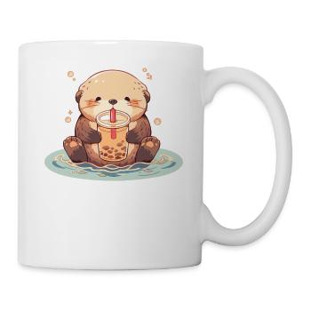 Kawaii Loutre Boissons Boba Bubble Tea Chibi - Mug blanc - blanc - Droite