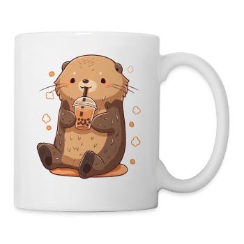 Kawaii Loutre Boissons Boba Bubble Tea Chibi - Mug blanc - blanc - Droite