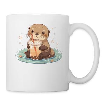 Kawaii Loutre Boissons Boba Bubble Tea Chibi - Mug blanc - blanc - Droite