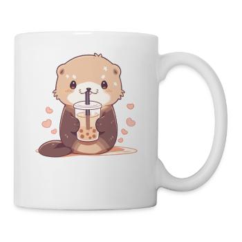 Kawaii Loutre Boissons Boba Bubble Tea Chibi - Mug blanc - blanc - Droite