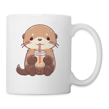 Kawaii Loutre Boissons Boba Bubble Tea Chibi - Mug blanc - blanc - Droite