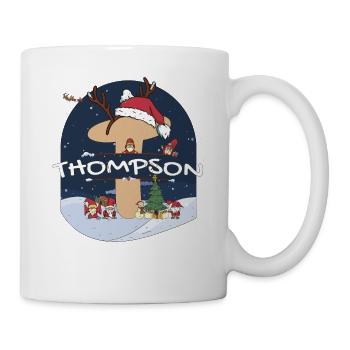 Toller Thompson-Name mit Weihnachtsmütze im Weihnachtsthema - Tasse - Weiß - Rechts