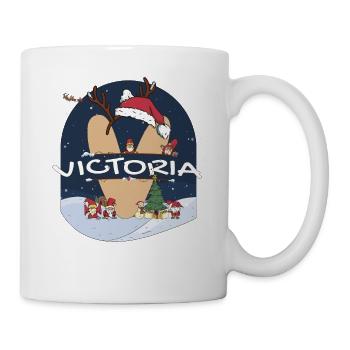 Toller Victoria-Name mit Weihnachtsmütze im Weihnachtsthema - Tasse - Weiß - Rechts