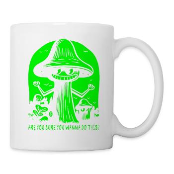 Are you sure? Funny Insecure Cartoon Mushrooms - Mug - white - Right