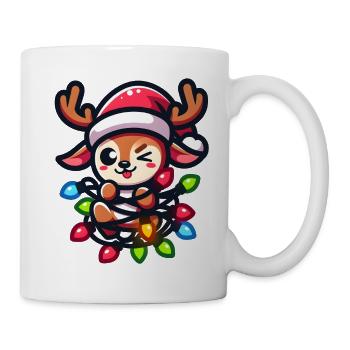 Rentier an Weihnachten für die Weihnachtsfeier - Tasse - Weiß - Rechts