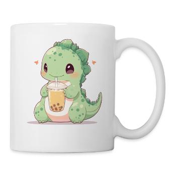 Kawaii Dinosaure Boissons Boba Bubble Tea Chibi - Mug blanc - blanc - Droite