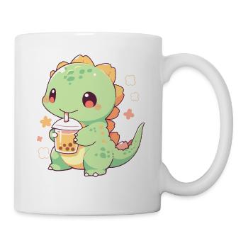 Kawaii Dinosaure Boissons Boba Bubble Tea Chibi - Mug blanc - blanc - Droite