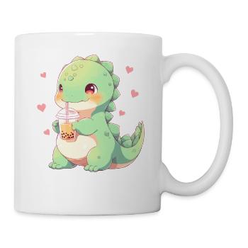 Kawaii Dinosaure Boissons Boba Bubble Tea Chibi - Mug blanc - blanc - Droite