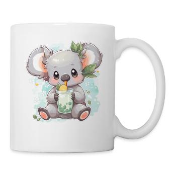 Kawaii Koala trinkt Boba Bubble Tea Chibi - Tasse - Weiß - Rechts
