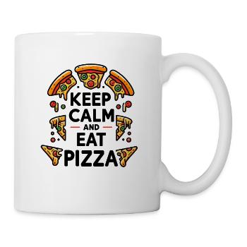 Restez calme et mangez de la pizza - Mug blanc - blanc - Droite