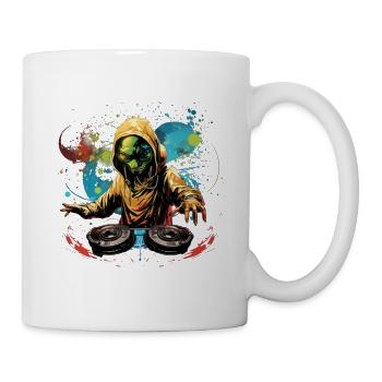 DJ Alien, Space Alien, DJ, Alien, Cartoon, Space, - Mug - white - Right