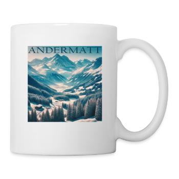 Andermatt, Switzerland - Skiing holiday in breathtaking - Mug - white - Right