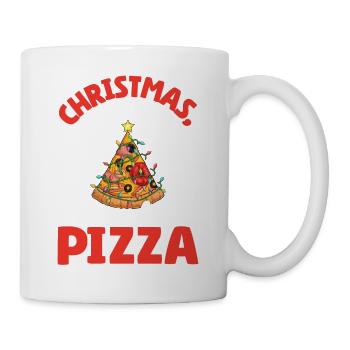 Pizza Junk Food lustiger Spruch Weihnachten, Liebe - Tasse - Weiß - Rechts