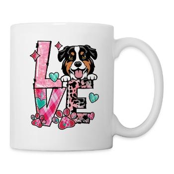 Australian Shephard Dog I Love My Dog Valentines D - Mug - white - Right