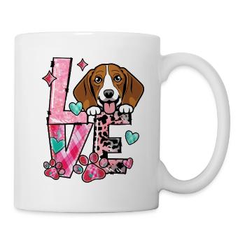 Beagle Hund Ich liebe meinen Hund Valentinstag - Tasse - Weiß - Rechts