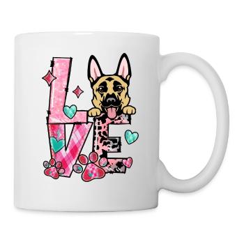 Collie bernois chien j’aime mon chien Saint-Valentin - Mug blanc - blanc - Droite