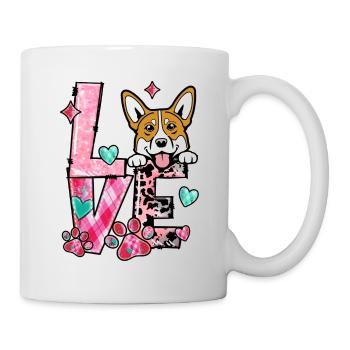 Corgi Dog J’aime mon chien Saint Valentin - Mug blanc - blanc - Droite