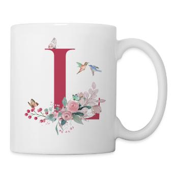 Floral Letter L - Gift Idea - Mug - white - Right
