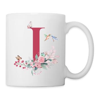Buchstabe i floral - Geschenkidee - Tasse - Weiß - Rechts