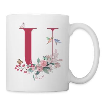 Buchstabe u floral - Geschenkidee - Tasse - Weiß - Rechts