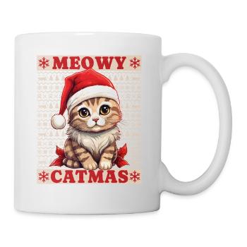 Cat Christmas Merry Meowy Catmas Ugly Cute - Mug - white - Right