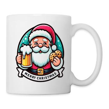 Santa Claus with beers and cookies - Mug - white - Right