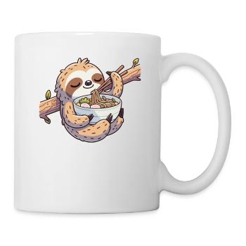 cute sloth eats ramen noodles sloths ramen - Mug - white - Right