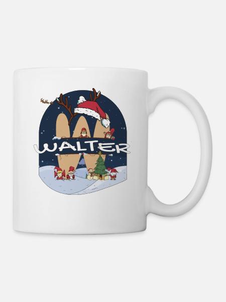 Toller Walter-Name mit Weihnachtsmütze im Weihnachtsthema - Tasse - Weiß
