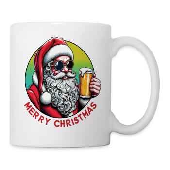 Santa Claus with beer merry christmas - Mug - white - Right