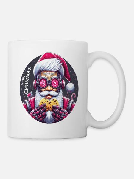 Weihnachtsmann Cyberpunk - Tasse - Weiß