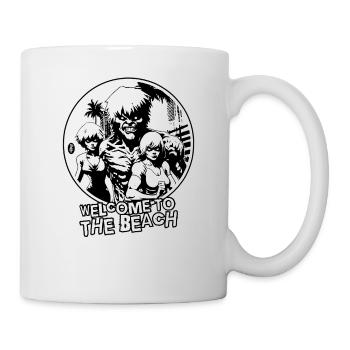 Bienvenue sur la plage des monstres musclés - Mug blanc - blanc - Droite