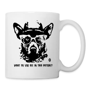 Rorschach analysis and a funny herding dog - Mug - white - Right