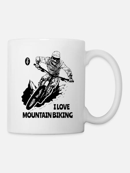 Ich liebe Mountain Biking: Ein Mountainbiker Mumie - Tasse - Weiß