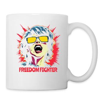 Pop Art Femme combattante de la liberté avec des lunettes de soleil - Mug blanc - blanc - Droite