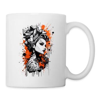 Abstract Colorful Young Woman Graffiti Art - Mug - white - Right