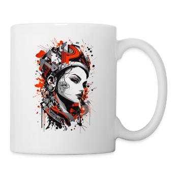 Abstract Colorful Young Woman Graffiti Art - Mug - white - Right