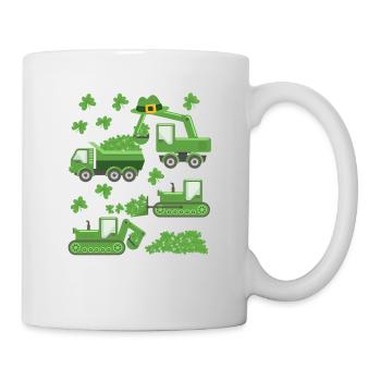 St Patrick's Day Crane Truck Excavator Construction Shamrock - Mug - white - Right