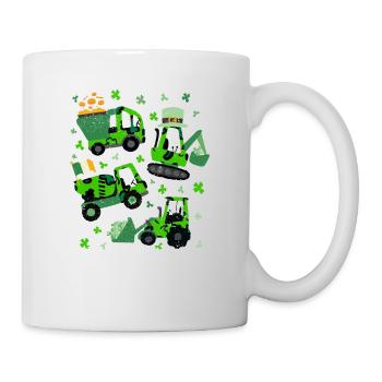 La Saint-Patrick de la Saint-Patrick grue camion excavatrice construction trèfle - Mug blanc - blanc - Droite