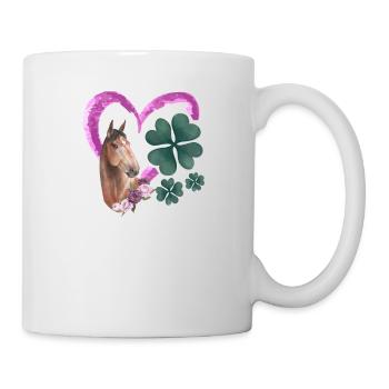 Pferdeliebhaber Herz irisches Kleeblatt - Tasse - Weiß - Rechts