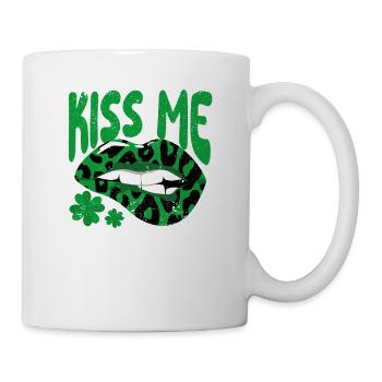 Kiss Me Lips Irisches Kleeblatt Kleeblatt Saint - Tasse - Weiß - Rechts