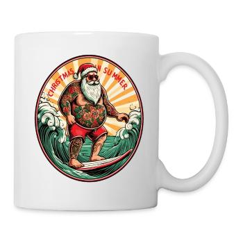 Weihnachtsmann surft Weihnachten im Sommer - Tasse - Weiß - Rechts