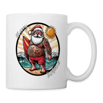 Weihnachtsmann surft fröhlich surft - Tasse - Weiß - Rechts
