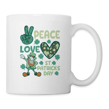 Frieden Liebe St. Patricks Day Shamrock Dabbing - Tasse - Weiß - Rechts