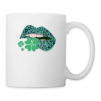 Irish Shamrock Green Lips Shamrock Happy - Mug - white - Right