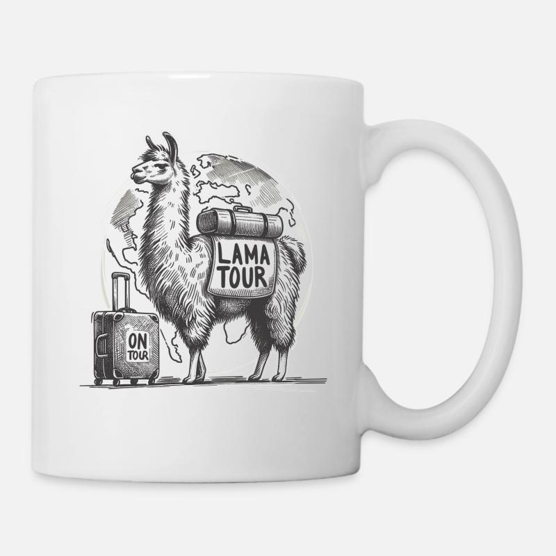 Lama on Tour : Aventurier sur la route - Mug blanc - blanc