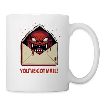 Du hast Post: Ein böser Monster Brief Umschlag - Tasse - Weiß - Rechts