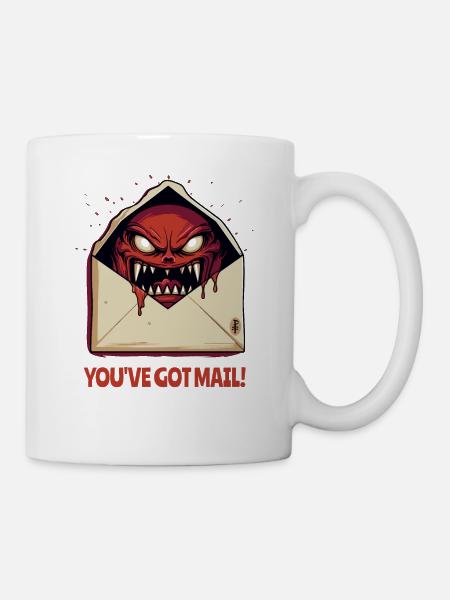 Du hast Post: Ein böser Monster Brief Umschlag - Tasse - Weiß