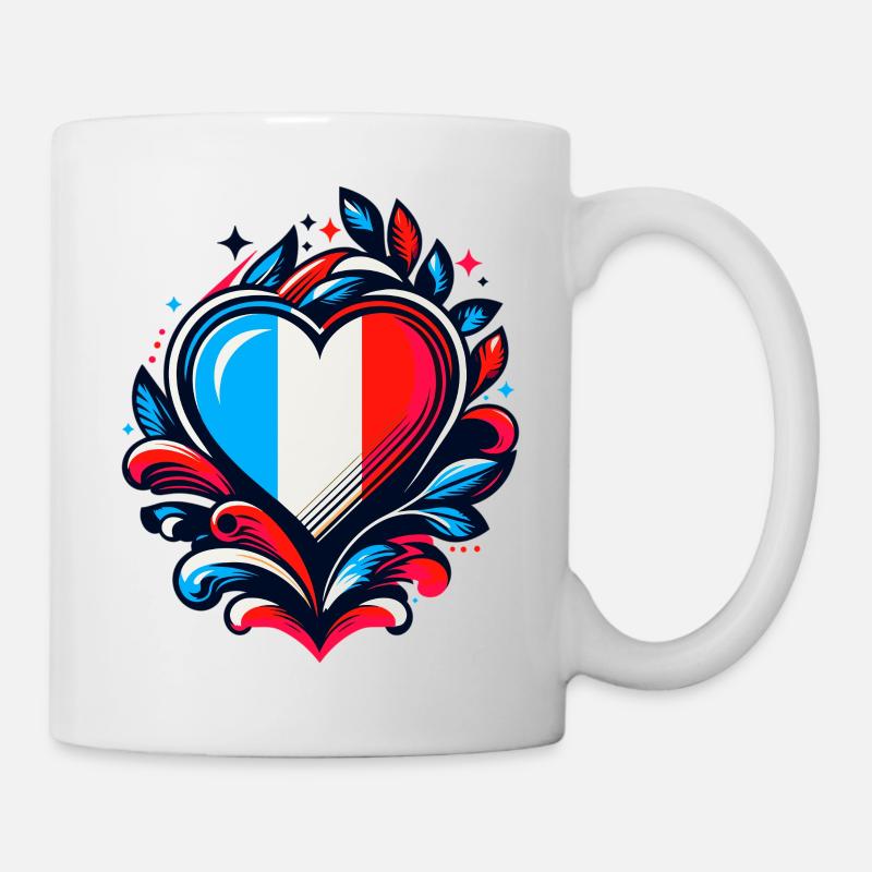 Coeur drapeau Français - Mug blanc - blanc