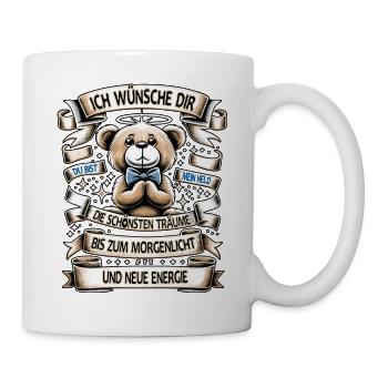 Schöne Träume Gute Nacht Teddy Bär Geschenk - Tasse - Weiß - Rechts