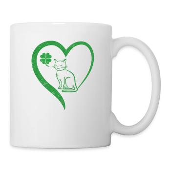 Chat Silhouette Shamrock St Patrick’s Day - Mug blanc - blanc - Droite